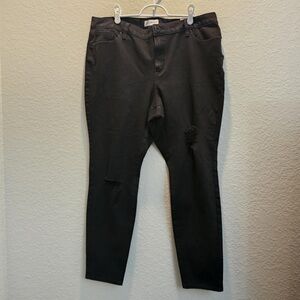 Lane Bryant Womens 18 High Rise Skinny Jeans Black Distressed Flex Magic Waist